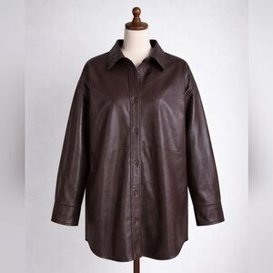 Babaton Aritzia Pelli Shirt Jacket in Coffee Bean Size Large Vegan Leather